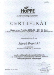 Certifikát Huppe